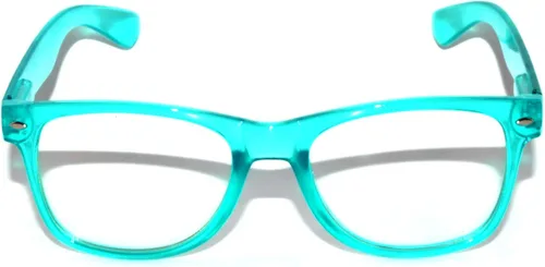 Vista 4 de Gafas de sol de lente transparente vintage brillan en el marco turquesa oscuro