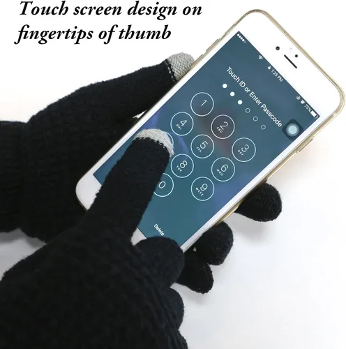 Vista 5 de Aneco Conjunto de bufanda de punto cálido de invierno para hombres y mujeres, bufanda elástica suave