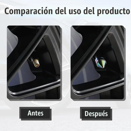Vista 4 de Ziciner 4 tapas de válvula de neumático de automóvil, accesorios de aleación de aluminio con pinchos, cubiertas de vástago de rueda a prueba