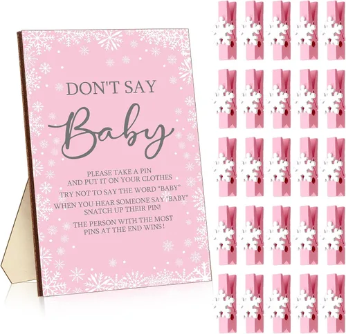 Vista 9 de Unittype 51 Piezas No Digas Bebé Juego de Baby Shower Regalos Incluye Letrero de Baby Shower Tema Abeja y 50 Mini Pinzas de Ropa de Abeja para Niños