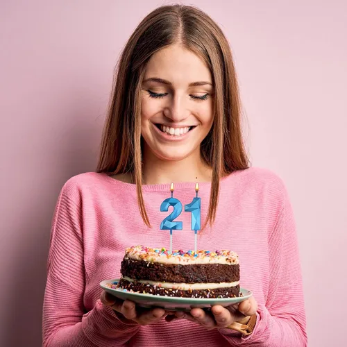 Vista 4 de Velas de 40 cumpleaños para pastel, vela azul número 40 en forma de diamante 3D, decoración de cumpleaños, suministros de fiesta para mujeres u