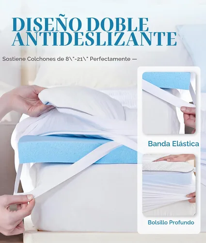 Vista 5 de BDEUS Cubrecolchón impermeable de doble capa de espuma viscoelástica de 3 pulgadas, tamaño individual, espuma viscoelástica de gel de 2 pulgadas más