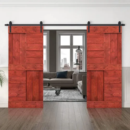 Vista 23 de TMS Serie N - Puerta corrediza interior de madera de pino anudada con kit de herrajes deslizantes (32 x 84 pulgadas, blanco)