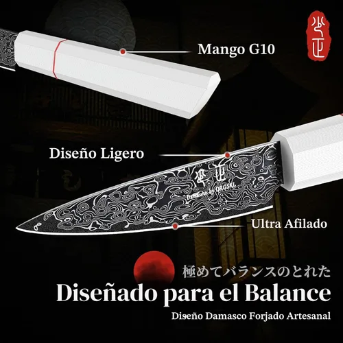 Vista 4 de DRGSKL Cuchillo de fruta de Damasco de 3.5 pulgadas - Cuchillo de pelar
