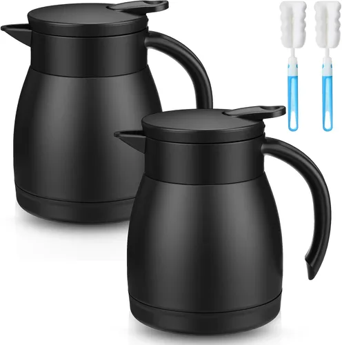 Vista 11 de Norme 2 jarras térmicas de café de acero inoxidable aisladas para líquidos calientes, dispensador térmico de jarra con cepillos para mantener