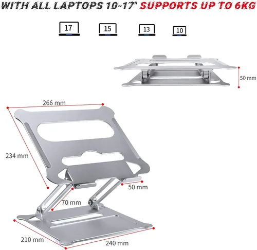 Vista 3 de Diswoe Soporte portátil para computadora portátil y soporte multiángulo con ventilación de calor para elevar el soporte de laptop para Mac
