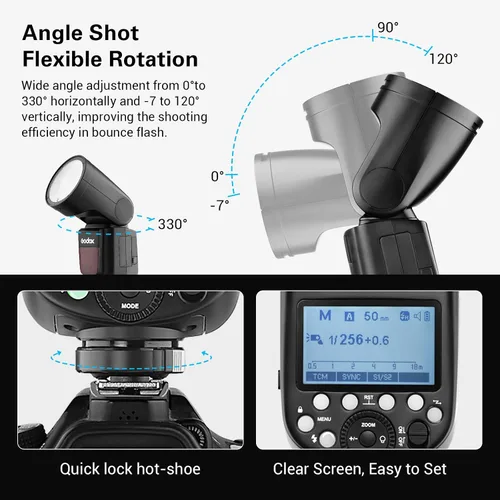 Vista 9 de GODOX V1 V1-S Flash para Sony, 76Ws 2.4G TTL Speedlite para Sony HSS 1/8000s, 480 disparos a potencia completa, batería recargable de iones