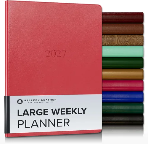 Vista 59 de Gallery Leather Planificador Semanal y Mensual Grande 2025-2026, Calendario Planificador y Cuaderno Elegantemente Encuadernado con Elegantes Bordes