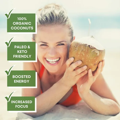 Vista 7 de NutriONN Aceite MCT, 3000 mg por porción, 180 cápsulas blandas, hecho de cocos 100% orgánicos, sin OMG, prensado en frío, cápsulas aptas para paleo