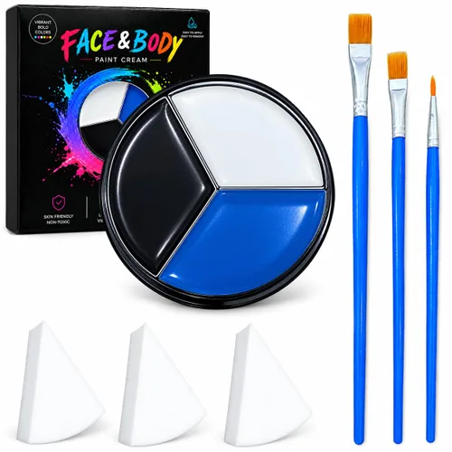 Vista 23 de Paleta de pintura corporal de cara azul Maquillaje de Halloween Kit de Maquillaje H Blue