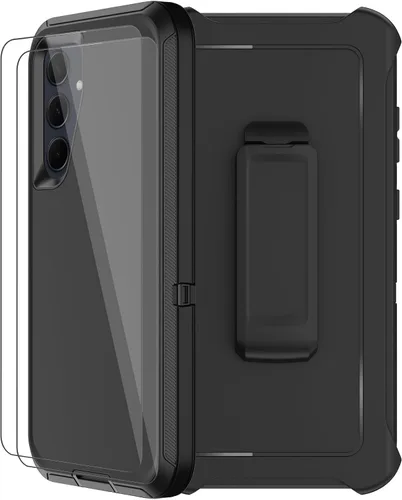 Vista 11 de Funda para Samsung Galaxy A14 5G con funda de clip para cinturón, 2 protectores de pantalla de vidrio, resistente grado militar, cuerpo completo, a