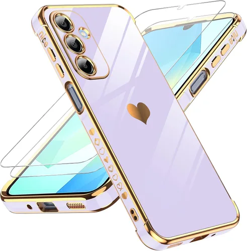 Vista 62 de LeYi Funda para Motorola-G 2025: Love Heart Plating Luxury, Negro