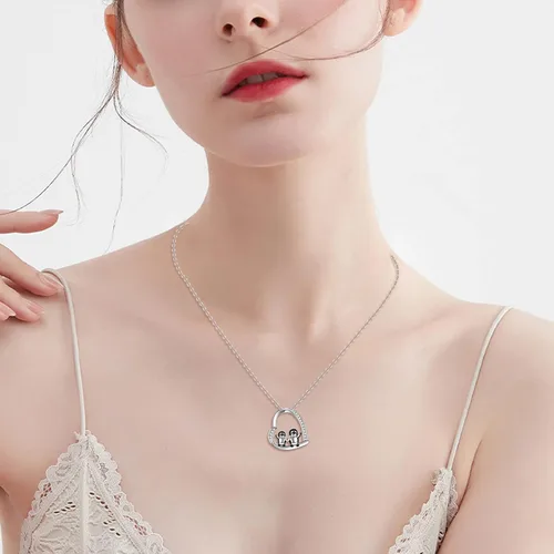 Vista 2 de YAFEINI Cute Animal Necklace Sterling Silver TurtleDragonElephantFoxMermaid Jewelry Gifts for Girls Daughter Granddaughter