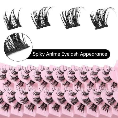 Vista 3 de Pestañas de manga en racimo, efecto de aspecto húmedo, pestañas húmedas de anime, extensiones de pestañas individuales, extensiones de pestañas