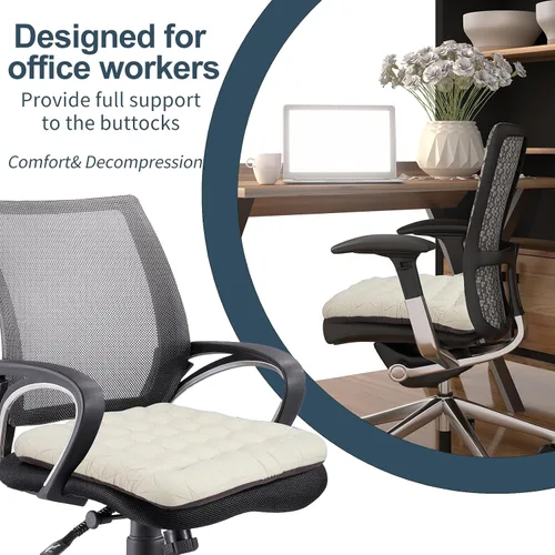 Vista 2 de BUYUE Good Support - Cojín para silla de oficina, jacquard de lujo con cojín de silicona antideslizante, acolchado para escritorio de computadora