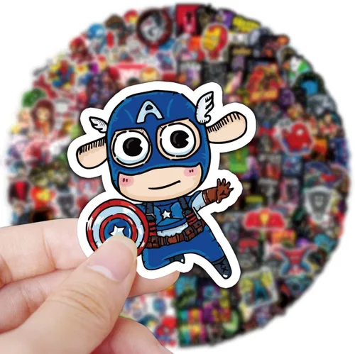 Vista 7 de 200 calcomanías de héroe para adolescentes, calcomanías de superhéroe, impermeables, con temática de leyendas de cómics, calcomanías para laptop