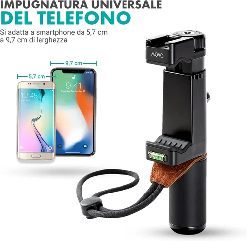 Vista 7 de Movo V7+ - Kit de inicio de YouTube para iPhone con trípode, agarre, micrófono estéreo, luz LED y control remoto, kit de vlog para iPhone 5, 5C, 5S