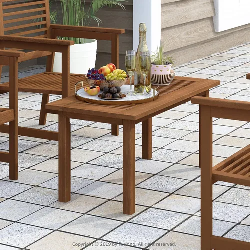 Vista 2 de Furinno FG16504 Tioman - Mesa de café de patio de madera dura al aire libre con aceite de teca, 1 nivel, marrón