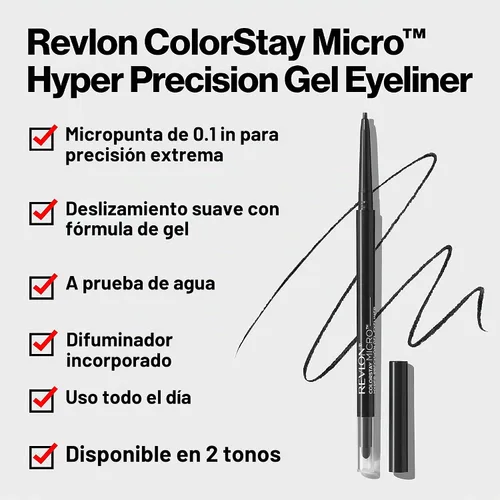 Vista 2 de Revlon ColorStay Micro Hyper Precision Gel Delineador de ojos, 214 Negro