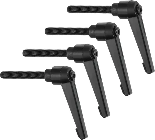 Vista 19 de uxcell 4 perillas ajustables M5 x 0.472 in, rosca macho, botón de trinquete, bloqueo rápido, perno giratorio para maquinaria de torno, color negro