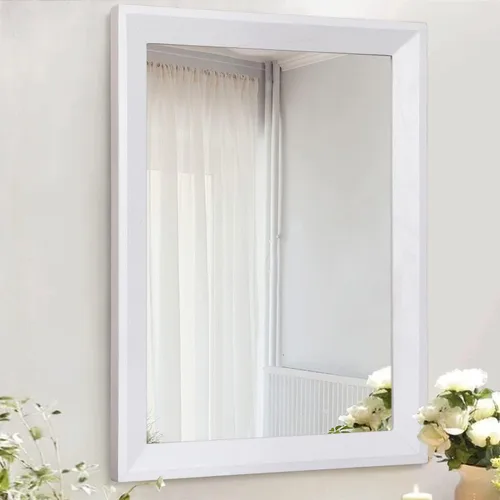 Vista 14 de AAZZKANG Espejos rústicos para pared, espejo rectangular con marco de madera, decorativo para granja, dormitorio, baño, sala de estar, pequeño