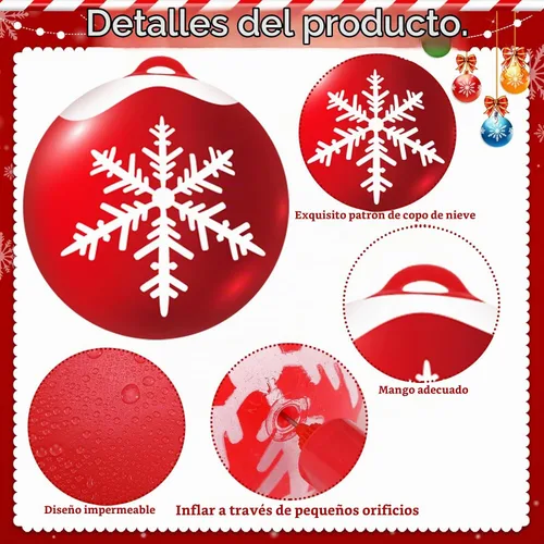 Vista 5 de Jetec 10 piezas de bolas inflables de Navidad de 9 pulgadas, bolas inflables de PVC para decoración de muñeco de nieve de invierno, adornos