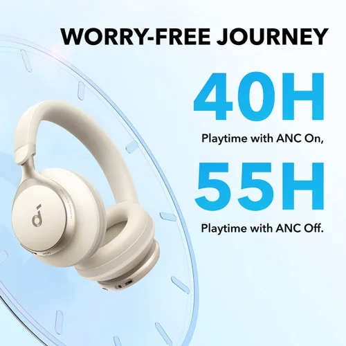 Vista 9 de Soundcore Q30 by Anker, auriculares híbridos con cancelación activa de ruido con bolsa de viaje, con espacio uno, múltiples modos, audio de alta