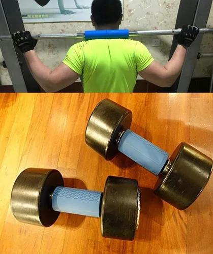 Vista 6 de Fat Grips for Dumbbells,Barbell,Pull Up Bar, Thick Grip Handle for Workout Azul
