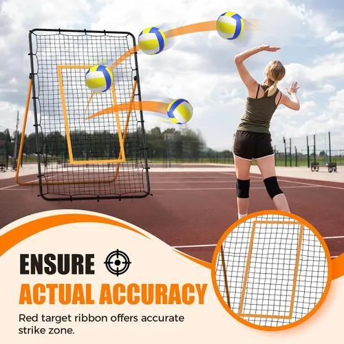 Vista 5 de Volleyball Rebounder Net - Portable 7x4 ft Training Equipment for Spike and Smash Practice - 5 Rebound Angles Custom Target Area for Volleyball