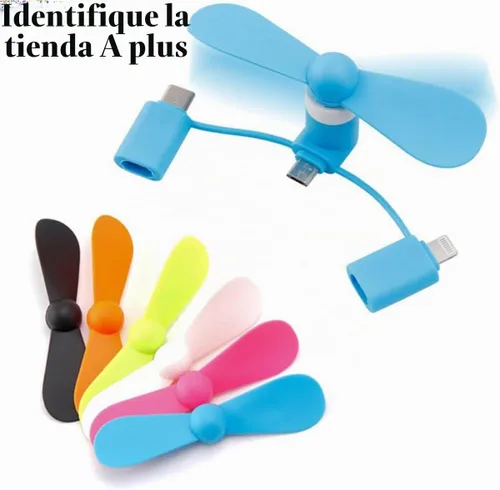 Vista 2 de A plus Mini ventilador de teléfono celular 3 en 1 compatible con iPhone/iPad/Android Smartphone/Tablet apto para micro USB/tipo C/puerto Lightning