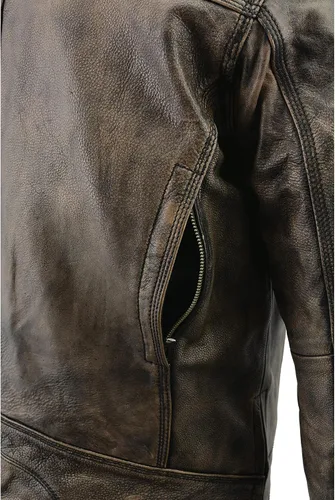 Vista 3 de Milwaukee Leather Chaqueta de moto marrón envejecido para hombre con ventilación