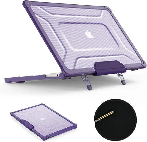 Vista 17 de SEYMAC stock Funda para MacBook Pro de 14 pulgadas, Protección Absorbente de Impactos con Soporte Plegable y Funda con Alfombrilla para Ratón