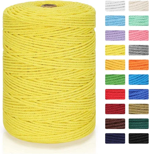 Vista 27 de Cordón de macramé 3mm x 300m Cuerda de macramé 100% algodón natural Cordón de algodón trenzado de 4 hebras para manualidades DIY, adornos