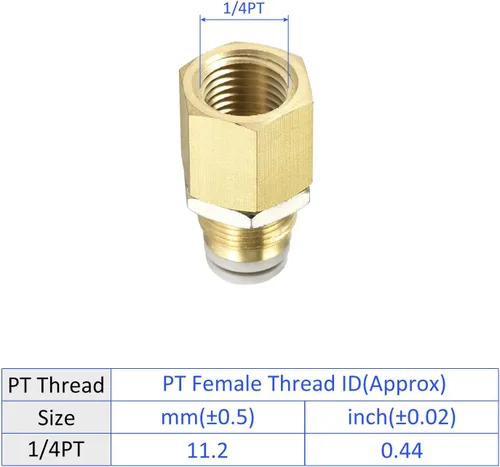 Vista 4 de M METERXITY Paquete de 2 accesorios de tubería hembra de 1/4 PT – Unión recta, mamparo de empuje para conectar accesorios, se aplica al sistema
