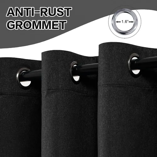 Vista 3 de DONREN Cortinas opacas completas para dormitorio, aislamiento térmico y reducción de ruido, cortinas de lino con ojales para sala de estar y Negro