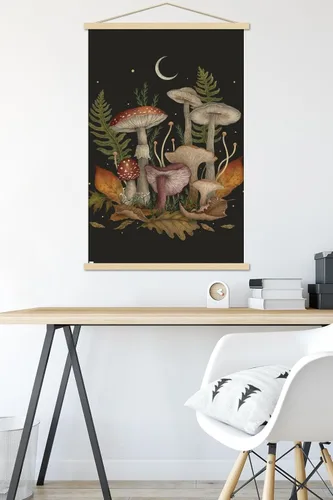Vista 5 de Trends International Episodic Drawing - Autumn Mushrooms Wall Poster, 22.37" x 34.00", Premium Print and Beechwood Hanger Bundle