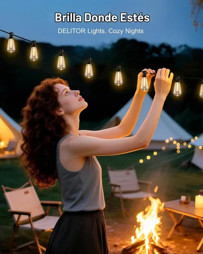 Vista 6 de Tira de luces LED para patio, 50 pies, IP65, impermeable, ST38, conectable, regulable