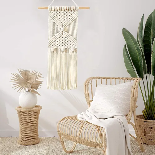 Vista 6 de RQWZBCHX Kit de macramé para colgar en la pared, 3 patrones de macramé para principiantes, decoración del hogar con cordón de macramé de 656.2 ft, 3
