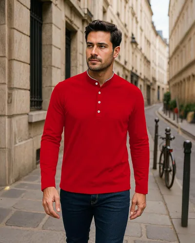 Vista 2 de Decrum Camisas de cuello mandarín para hombre, regalo del día del padre, camisetas casuales de manga larga Henley para hombre