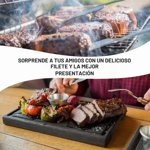 Vista 7 de TESLYAR - Tabla y plato de madera para carne, plato para servir carne, 11.8 Sirve 1, se adapta a una sola porción o aperitivos. Ranura de jugo