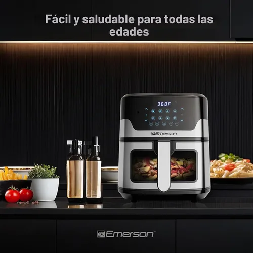 Vista 8 de Emerson Freidora de aire SmartVoice de 5.3 cuartos de galón, más de 1000 comandos de voz, cocina digital 6 en 1, diseño compacto de encimera, cocina