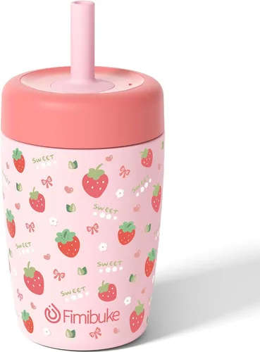 Vista 10 de Fimibuke Vasos para niños y niños pequeños, a prueba de derrames, 12 onzas, con aislamiento Capybara, vaso de paja para niños pequeños, botella
