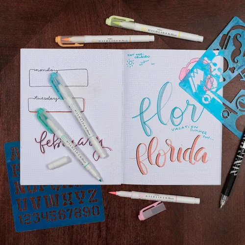 Vista 3 de Zebra Pen, Mildliner 79105 - Bolígrafos de doble punta, 5 colores surtidos, punta fina y suave, tinta suave que no se traspasa a través de la tinta