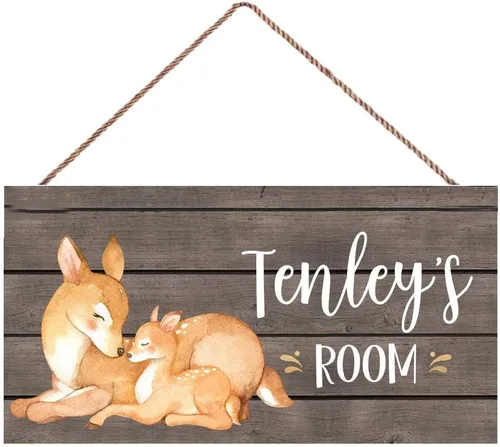 Vista 7 de Letrero personalizado para puerta de jardín, diseño de flores rosas para dormitorio, cuarto de bebé, decoración de pared, regalo Habitación-1