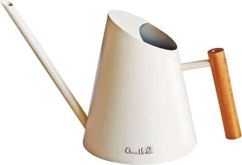 Vista 2 de AnaVeRa Regadera para plantas de interior, pequeña lata de agua de acero inoxidable con boquilla larga recta, regadera con mango de madera para casa