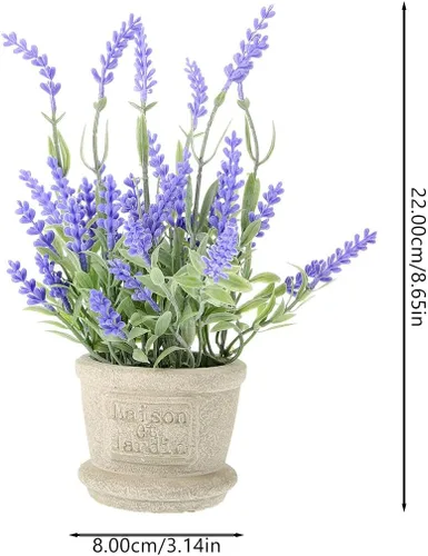Vista 2 de BESPORTBLE Macetero de lavanda artificial, florero de lavanda sintética, decoración de planta morada falsa en maceta, centro de mesa de simulación