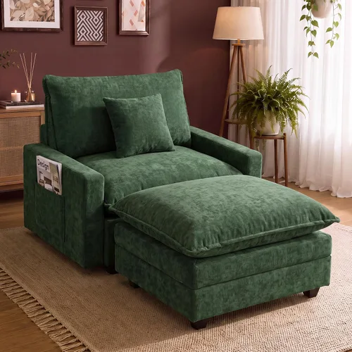 Vista 8 de Cloud Couch Sectional, L Shaped Modular Sofa with Movable Ottoman Negro