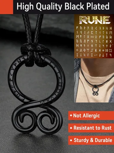 Vista 3 de FaithHeart - Collar de runa vikinga nórdica con cadenas ajustables de cueroacero inoxidable trenzadas para hombres y mujeres, regalo de joyería