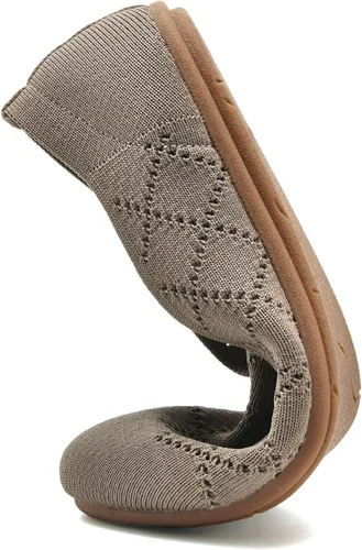 Vista 6 de Puxowe Zapatos planos de ballet para mujer, zapatos de vestir de punto con punta redonda, ligeros, cómodos, de cuña baja, sin cordones, zapatos