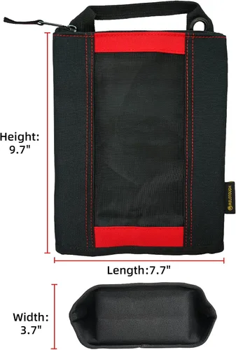 Vista 3 de MELOTOUGH Bolsa de sujeción, bolsa de herramientas de lona con cremallera, ventana de malla resistente, ojales colgantes